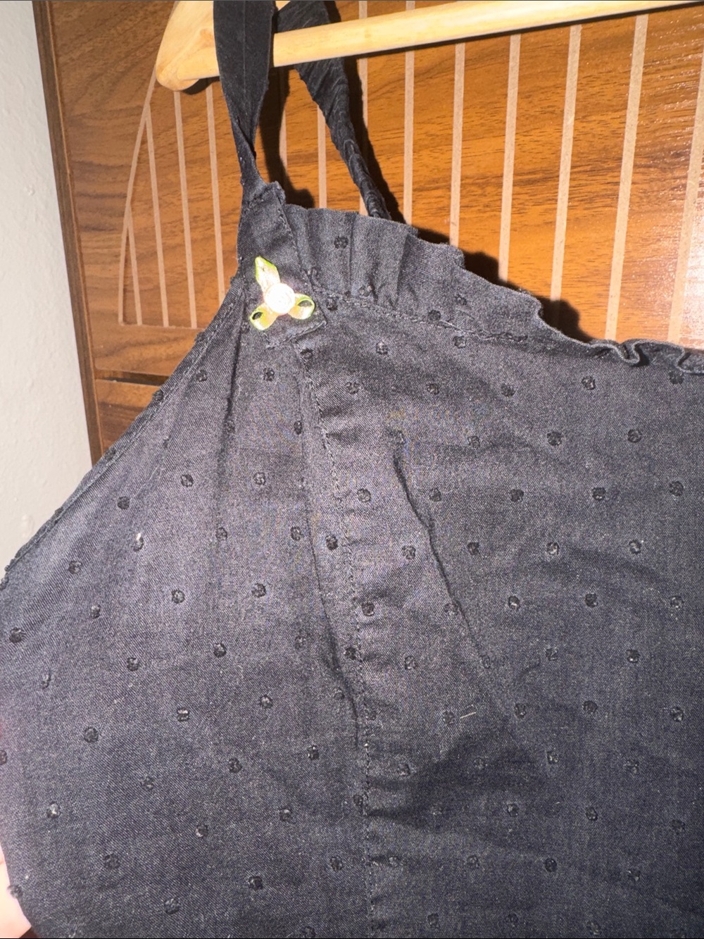 Betsey Johnson Black Eyelet tunic with Floral Appliqués - Picture 3 of 4